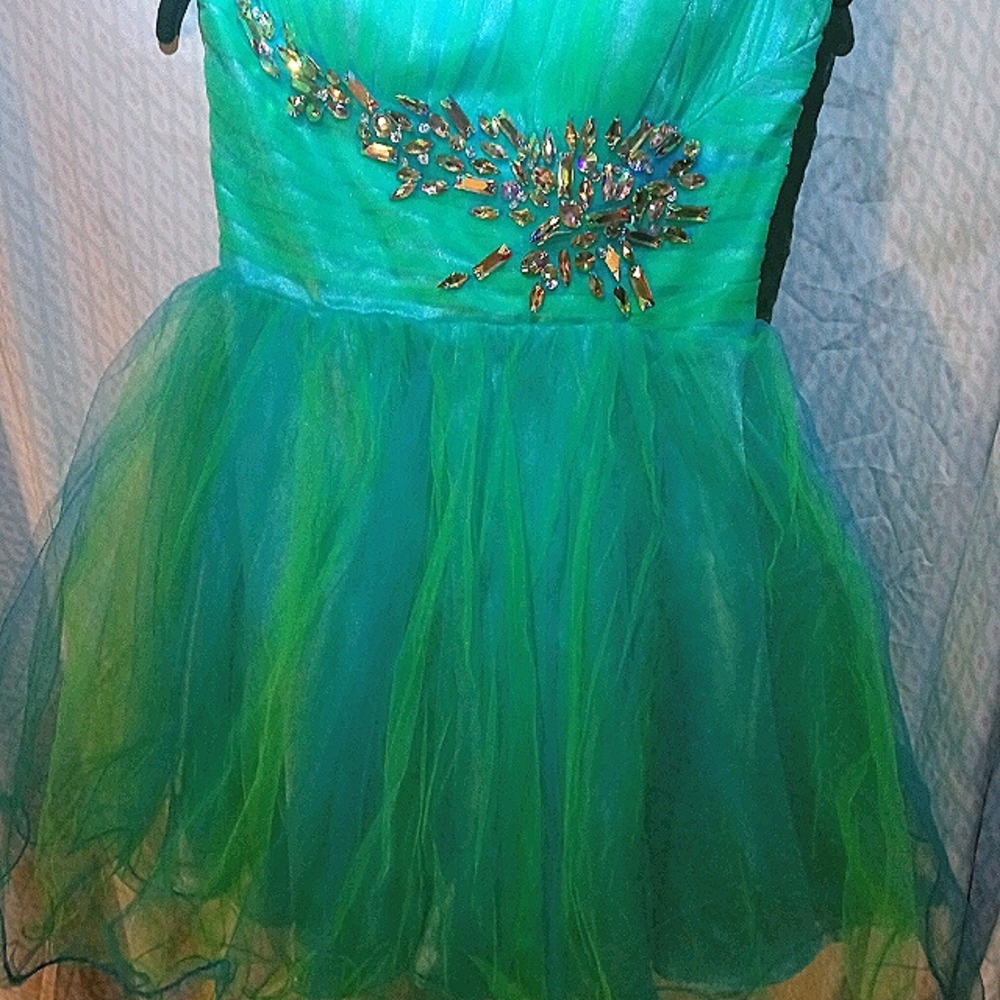 Beautiful teal and lime gown